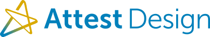 Attest Design final logo with symbol and safe area